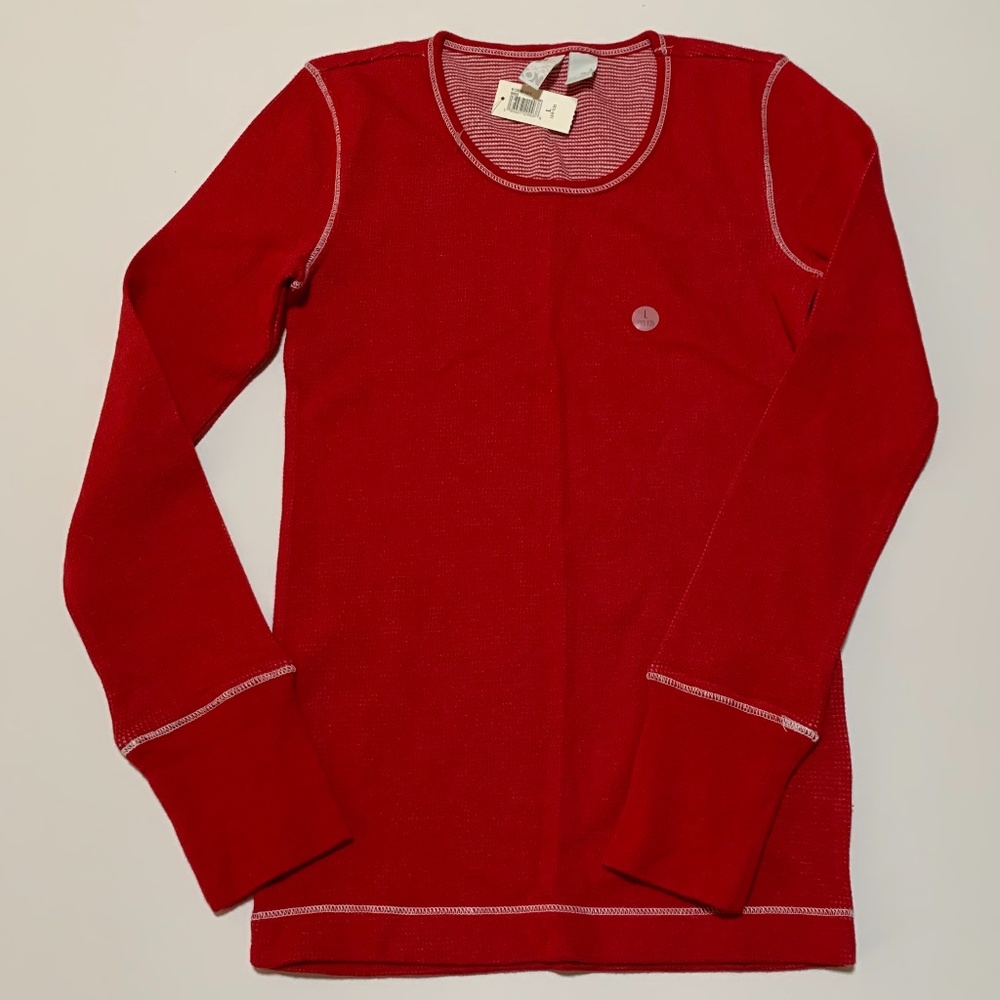 NWT Old Navy Girls Red Thermal Henley Long Sleeve